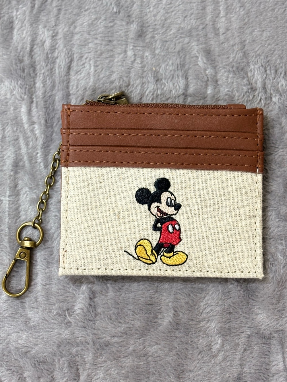 Disney Mickey Mouse Card Holder Wallet in Brown, Cream, Red, Yellow, Black